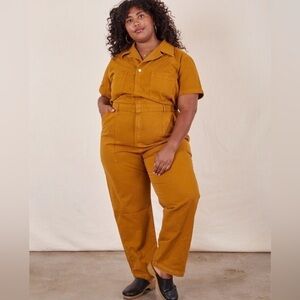 Big Bud Press Mustard Yellow Short-Sleeve Utility Jumpsuit